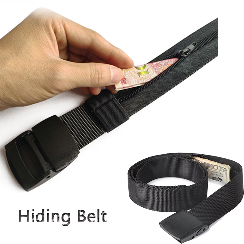 Money Belt Hidden - 現金盗難防止ベルト旅行黒ウエストバッグ女性ポータブル隠しマネーストラップベルト財布ウエストパック男性秘密隠し Belt125cm