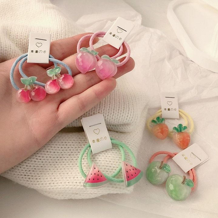 Travel Accessories For 10 Year Old Girl - キッズキャロットヘアタイ 5ペア 滑り止め弾性ヘアバンド 女の子用 ソフトフルーツヘアアクセサリー 幼児用