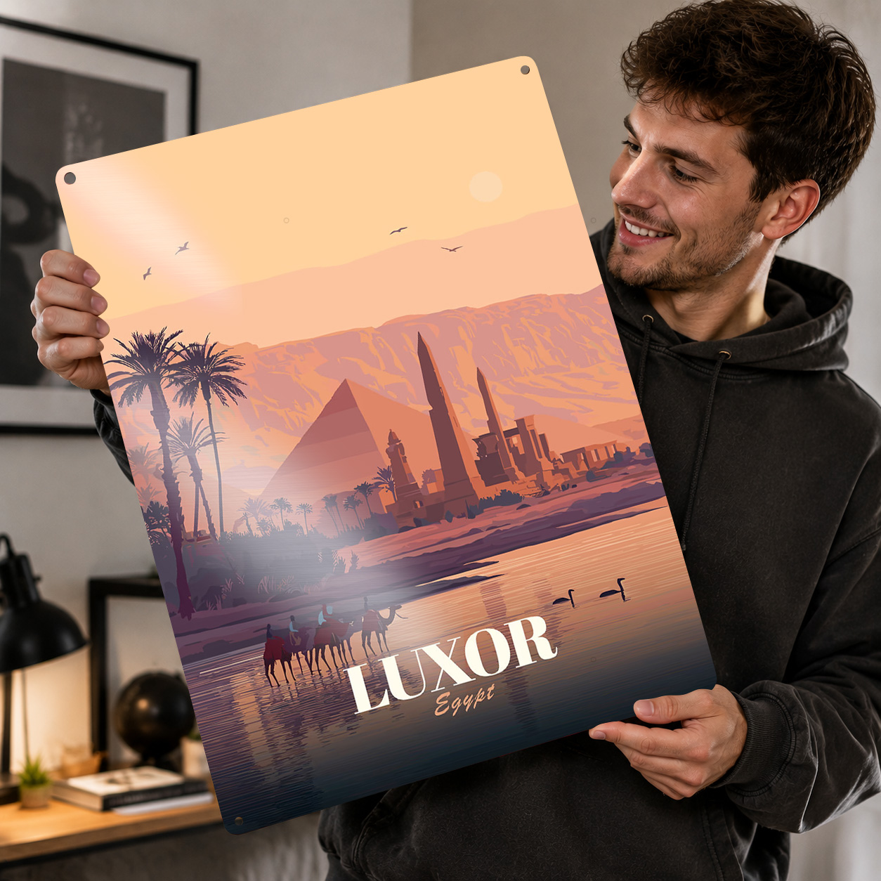 Travel Accessories Egypt - ルクソール エジプト旅行メタルポスター ファンや愛好家への完璧なギフト パーソナライズされたウォールアート メタルサイン 装飾用