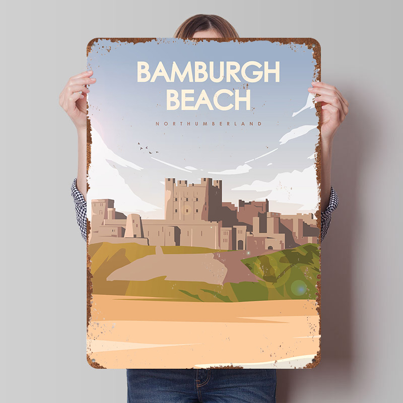 Travel Accessories For Europe - バンバーグビーチノーサンダーランド旅行ポスターカスタマイズされたヴィンテージメタルサインウォールアートレトロブリキプラークルームアクセサリーハウス用
