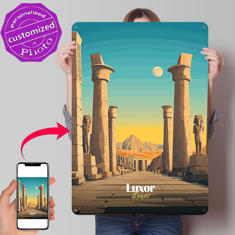 Travel Accessories Egypt - ルクソール エジプト旅行メタルポスター ファンや愛好家への完璧なギフト パーソナライズされたウォールアート メタルサイン 面白いサイン