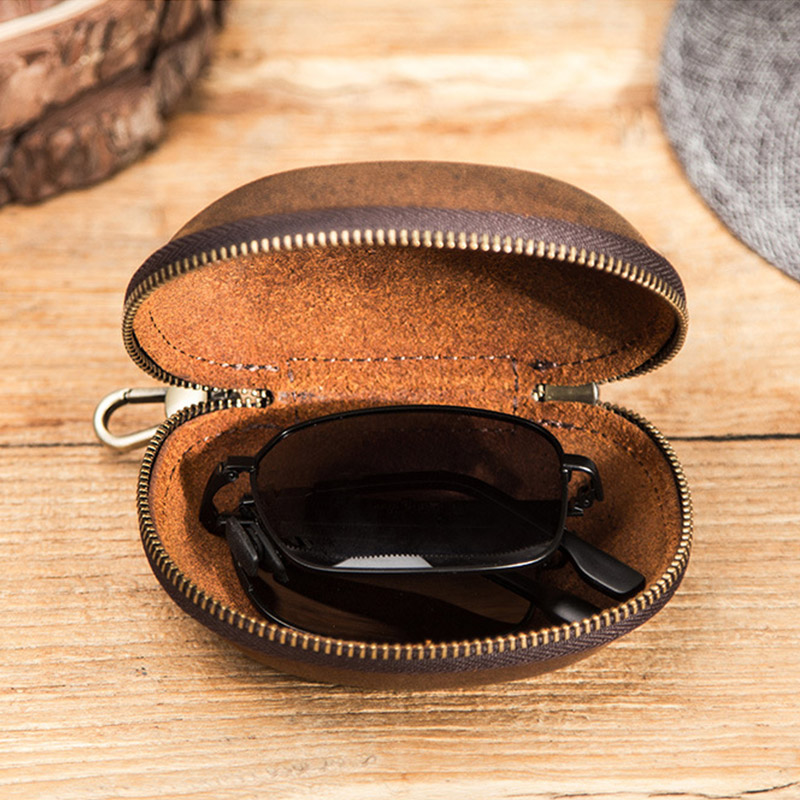 Travel Reading Accessories - ミニ折りたたみ式メガネケース,近視メガネ,牛革老眼鏡,ポータブル眼鏡ケース