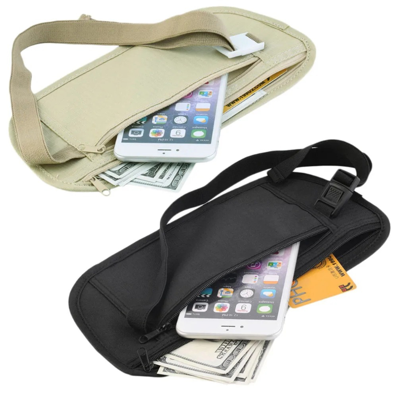 Money Belt Hidden - パスポート、お金、貴重品を隠せるトラベルウエストバッグ、ポーチ、ベルトバッグ、隠しセキュリティウォレット、ギフト、トラベルバッグ、チェストバッグ、マネーウエストバッグ