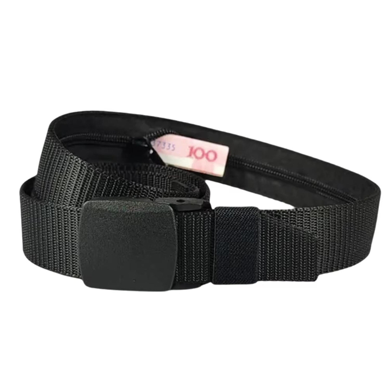 Money Belt Hidden - 男性用トラベル盗難防止ベルト ナイロン製ウエストストラップ ジッパー付き隠しマネーポケット アウトドア安全ベルト 日常使用 6色展開