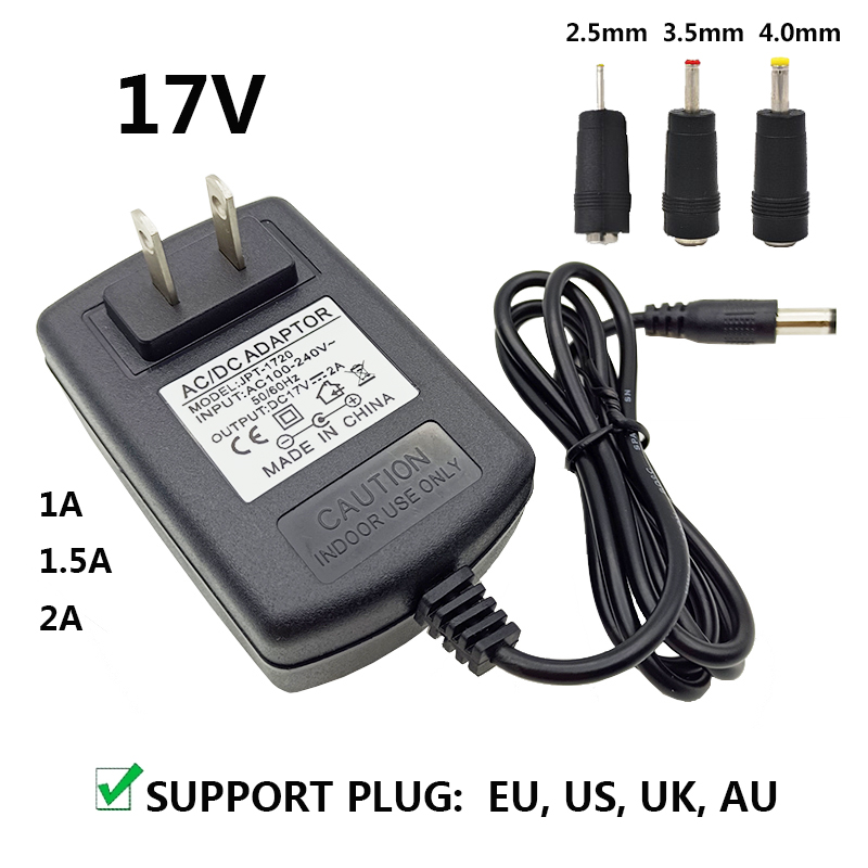 Travel Accessories Uk - 電源アダプター,コンバーター,英国,au壁,dcから17 v,1a,1.5a,5.5x2.5mm,eu,usプラグ,100-240v 220vから17ボルト