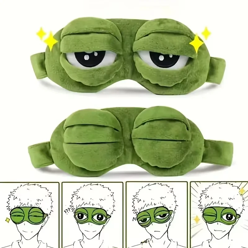 Travel Accessories Cute - カエル型アイマスクパーティーゲーム面白いアイマスク漫画ぬいぐるみトレンディなヘアアクセサリーソフトポータブル目隠し旅行用アイパッチ