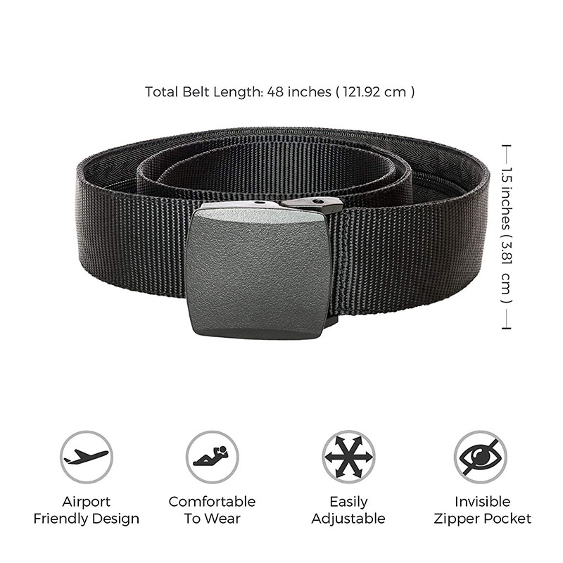 盗難防止トラベルウエストバッグ 120cm 隠しマネーストラ - Money Belt Hidden のレビューと価格