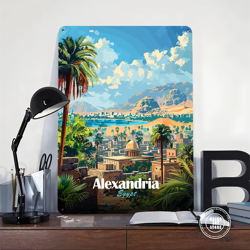 アレクサンドリアエジプト旅行ポスターレトロ 3D プリント金 - Travel Accessories Egypt のレビューと価格