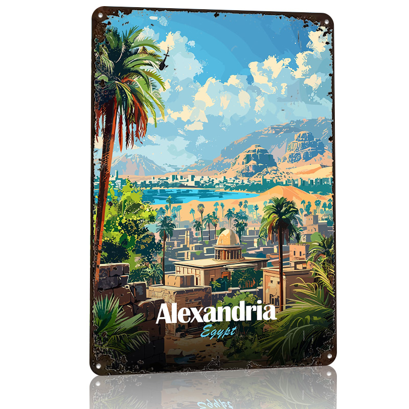 アレクサンドリアエジプト旅行ポスターレトロ 3D プリント金 - Travel Accessories Egypt のレビューと価格
