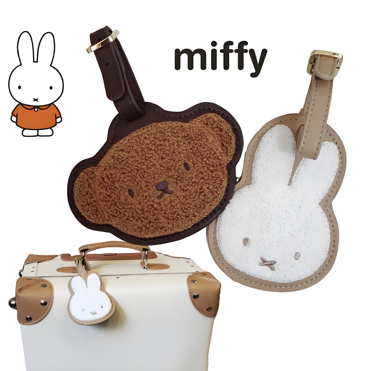 かわいいアニメミッフィーウサギボリスベア刺繍入りレザーポータ - Travel Accessories Cute のレビューと価格