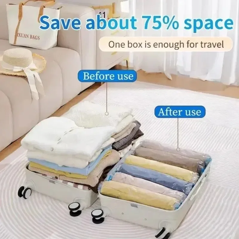 ロールアップ式省スペース旅行用収納バッグ、旅行用品圧縮バッグ - Compression Bag Vacuum のレビューと価格