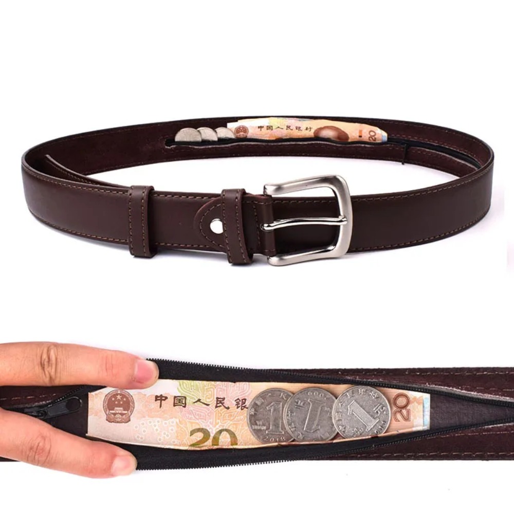 セキュリティジッパー付き隠し財布ベルト PUレザー 盗難防止 - Money Belt Hidden のレビューと価格