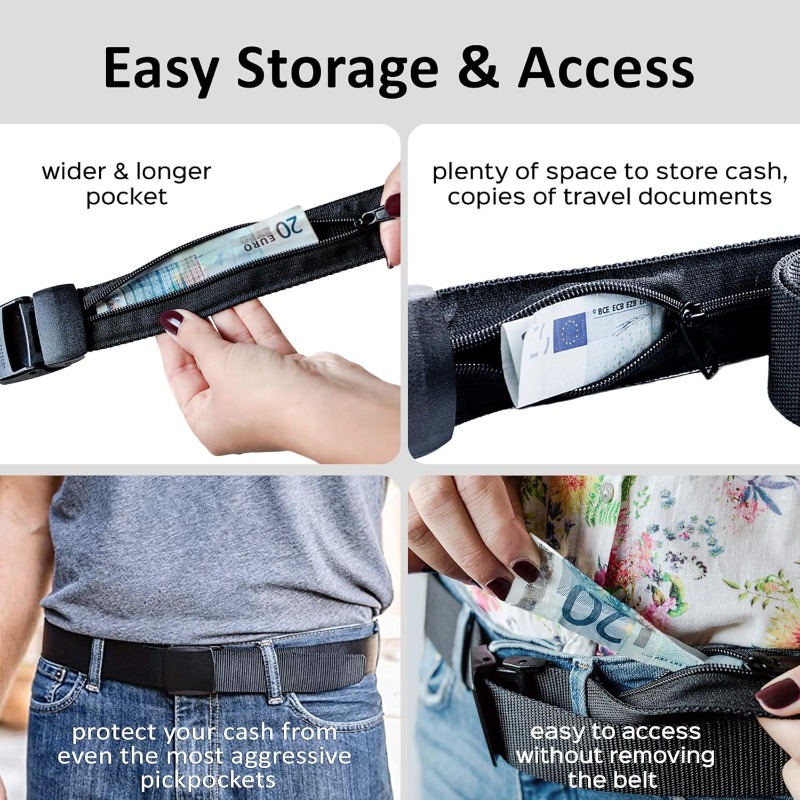 トラベルセキュリティベルト 隠しポケット付き 調節可能なキャ - Money Belt Hidden のレビューと価格