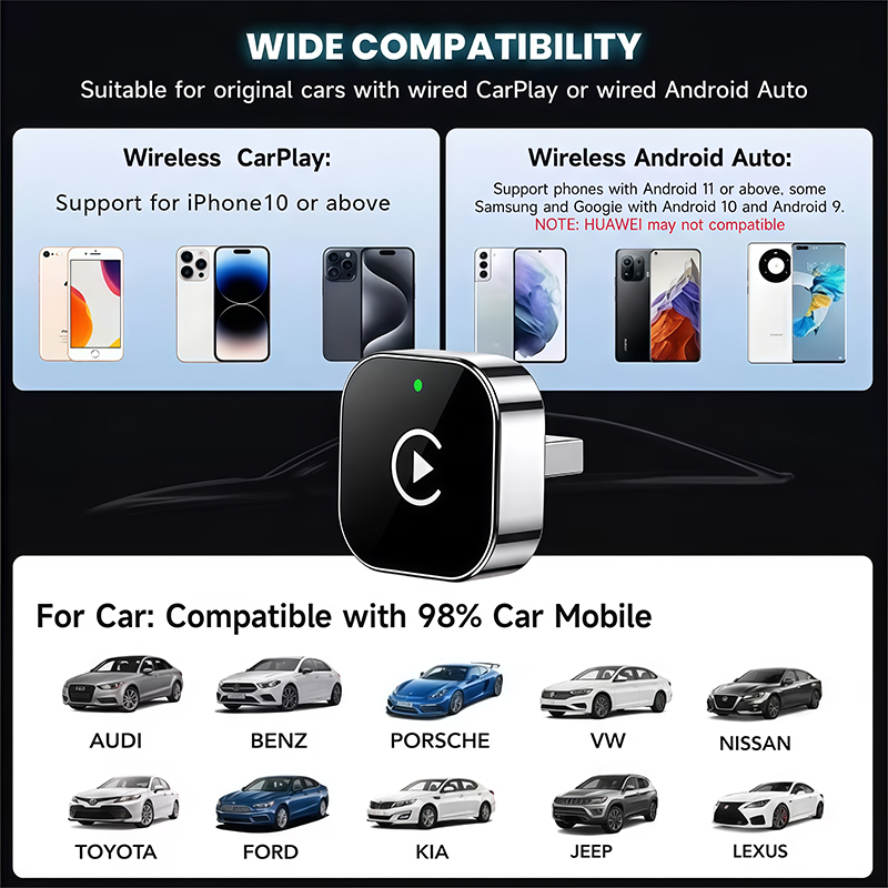 2-in-1 ワイヤレスCarPlayアダプター プラグアン - Travel Plug Type C のレビューと価格