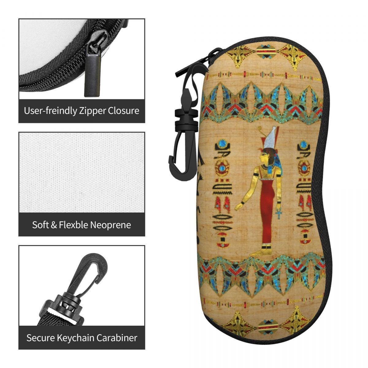 カスタムエジプトムトシンボルシェルメガネケースユニセックス旅 - Travel Accessories Egypt のレビューと価格