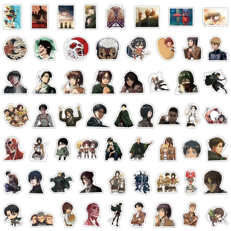 60枚入り 進撃の巨人 アニメステッカー かわいい 防水デカ - Travel Accessories Cute のレビューと価格