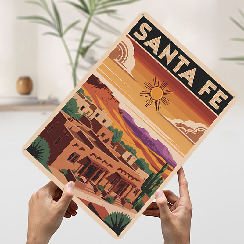 サンタフェ旅行ポスターカスタマイズされたヴィンテージメタルサ - Travel Accessories For Europe のレビューと価格