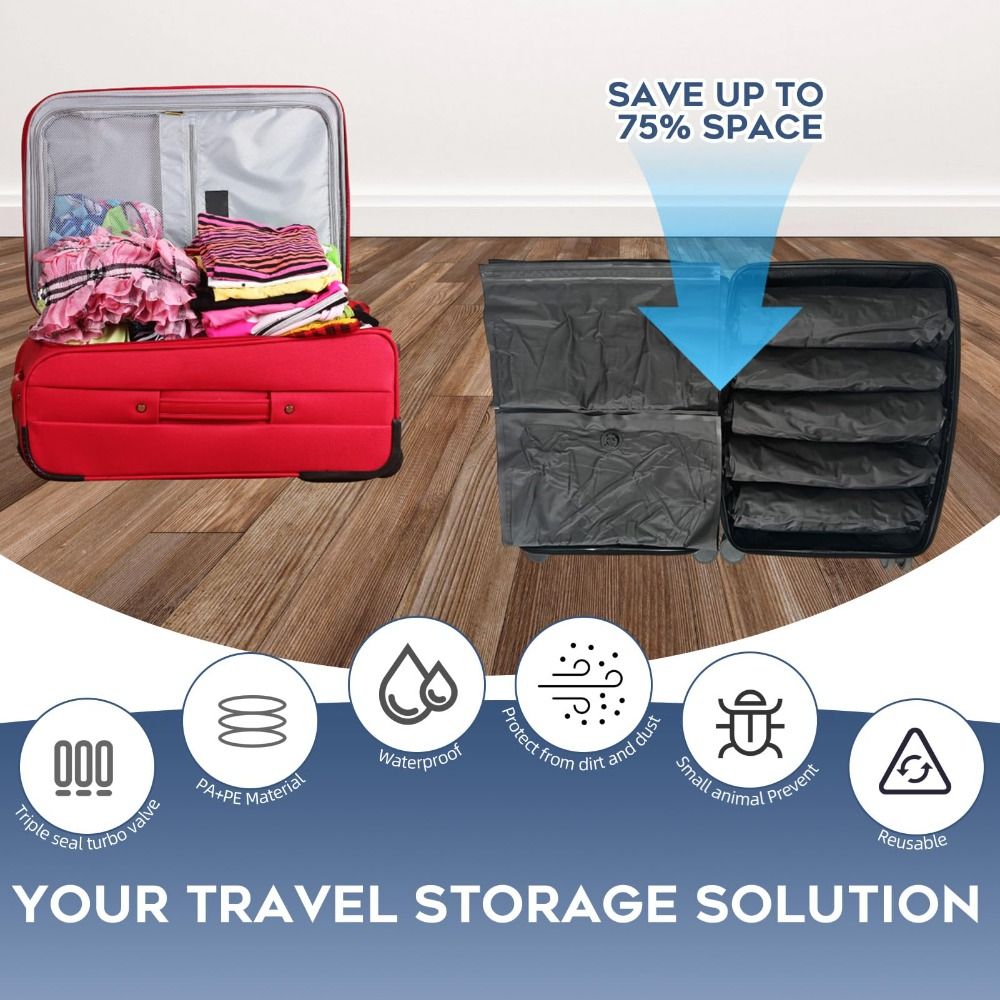 新しい再利用可能なハンドロール式真空バッグ、省スペース防塵真 - Compression Bag Vacuum のレビューと価格