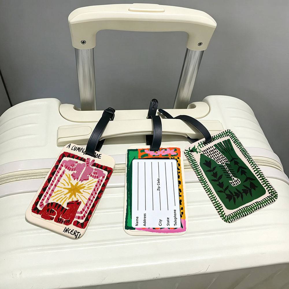抽象的な古代エジプトの蛇と豹のPVC製ラゲージタグ、情報カー - Travel Accessories Egypt のレビューと価格