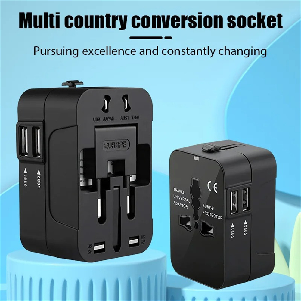オールインワン万能国際プラグアダプター 2USBポート 1  - Travel Accessories Uk のレビューと価格