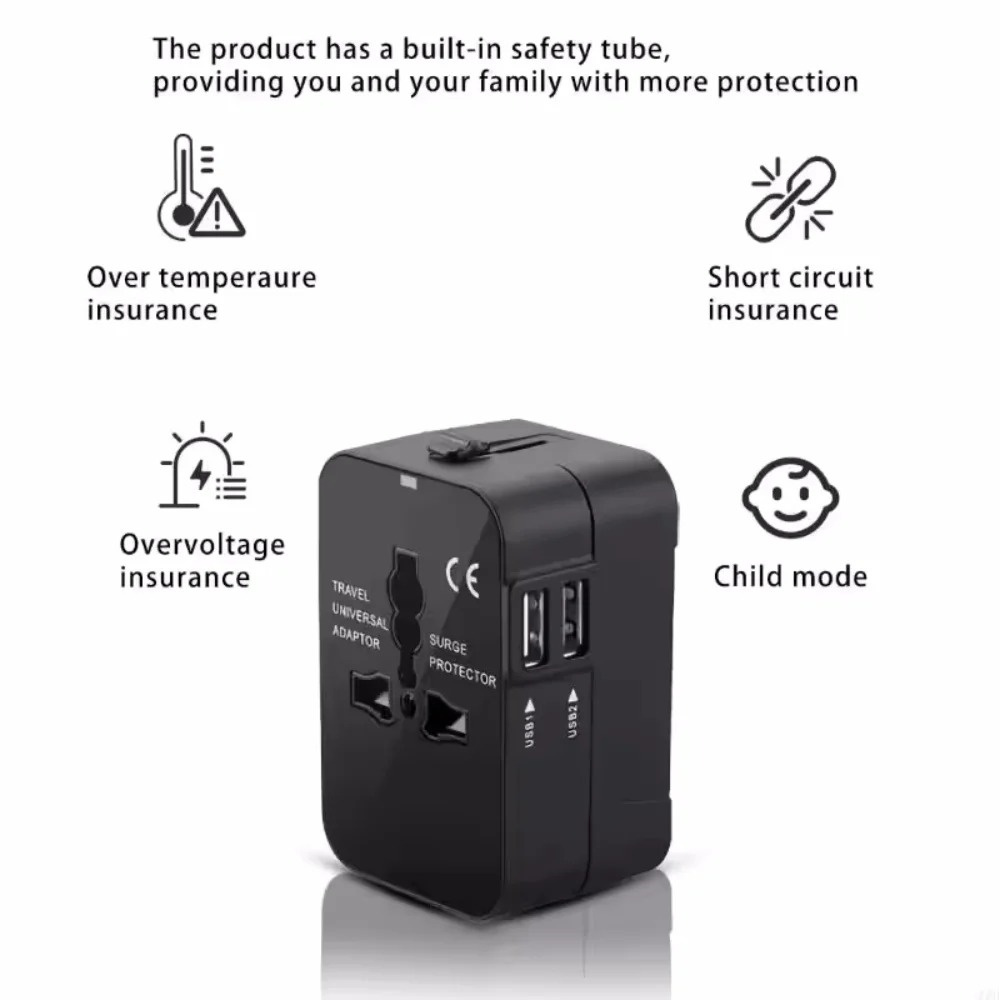 オールインワン万能国際プラグアダプター 2USBポート 1  - Travel Accessories Uk のレビューと価格