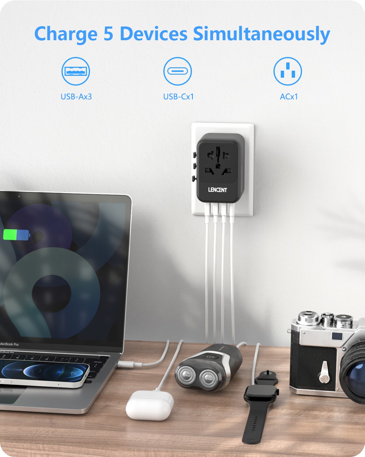 Encent-3つのUSBポートを備えたユニバーサルトラベル - Travel Accessories For Europe のレビューと価格