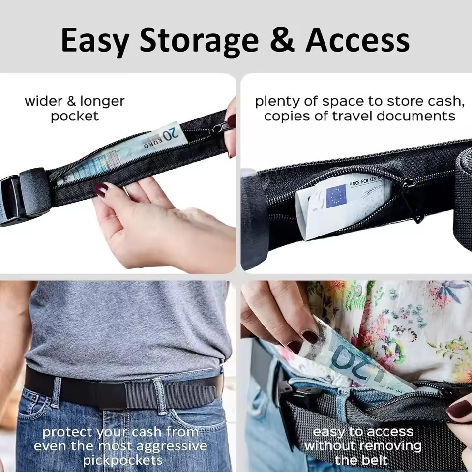 新しいAトラベルキャッシュ盗難防止ベルト（男性用）、秘密のマ - Money Belt Hidden のレビューと価格