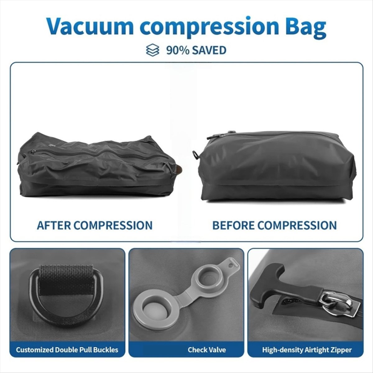 旅行用真空バッグ、スーツケース用再利用可能な真空圧縮バッグ、 - Compression Bag Vacuum のレビューと価格