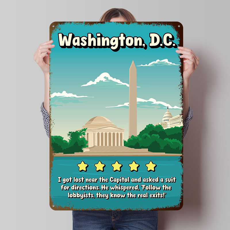 ワシントンD.C. 面白いレビュー旅行用ブリキポスターカスタ - Travel Accessories Reviews のレビューと価格