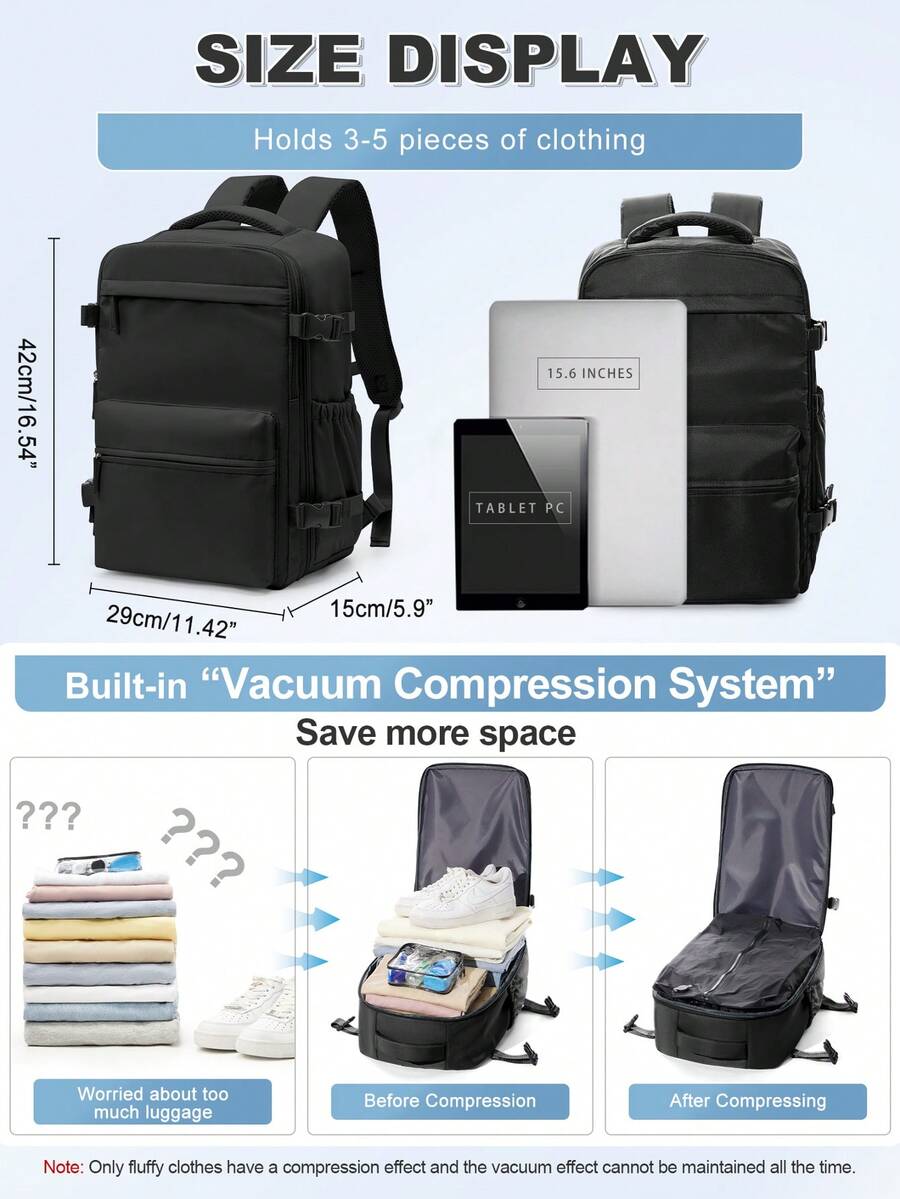 大容量真空バックパックトラベルバッグ、サイズ42*29*15 - Compression Bag Vacuum のレビューと価格