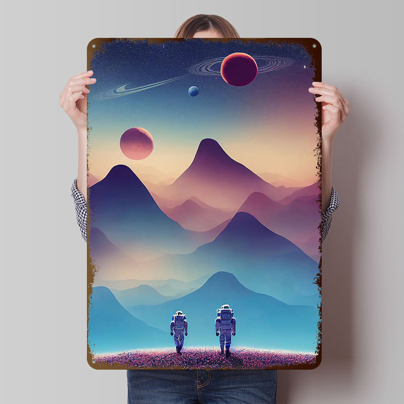 宇宙飛行士旅行ポスター カスタマイズされたヴィンテージメタル - Travel Accessories For Europe のレビューと価格