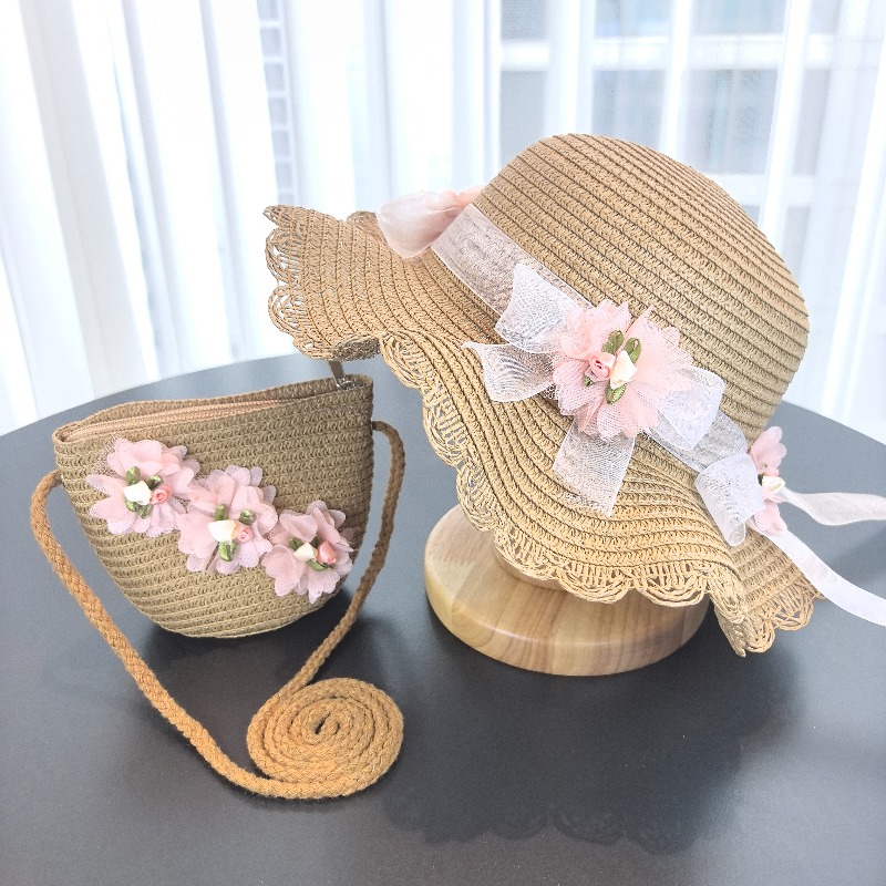女の子用2ピース麦わら帽子、無地、アウトドア旅行用サンハット - Travel Accessories For 10 Year Old Girl のレビューと価格
